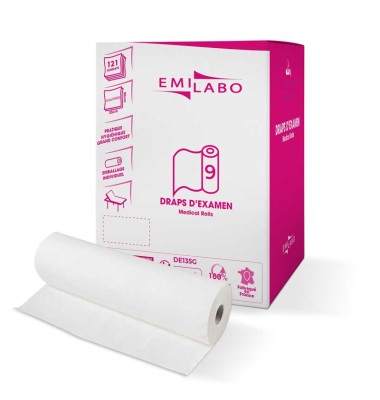 DRAP EXAMEN EMILABO GAUFRE BLANC 2 PLIS 50X35 121 FTS