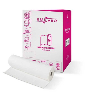 DRAP EXAMEN EMILABO GAUFRE BLANC 50 X 35 CM - 2 PLIS - 135 FTS