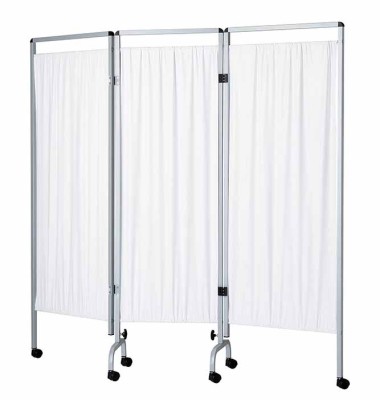 PARAVENT 3 PANNEAUX PVC BLANC NON FEU 2X700 ET 1X600 SUR ROULETTES