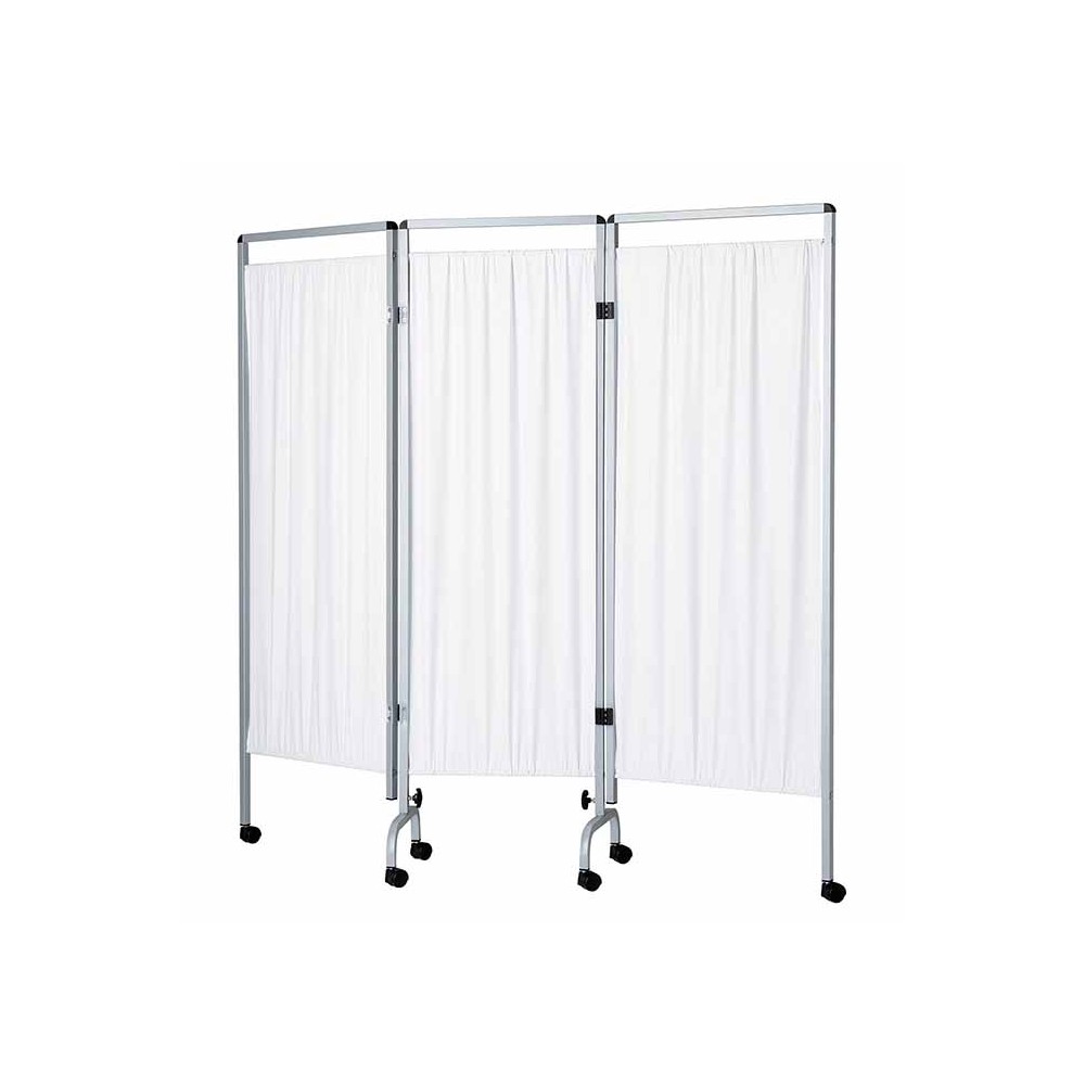 PARAVENT 3 PANNEAUX PVC BLANC NON FEU 2X700 ET 1X600 SUR ROULETTES